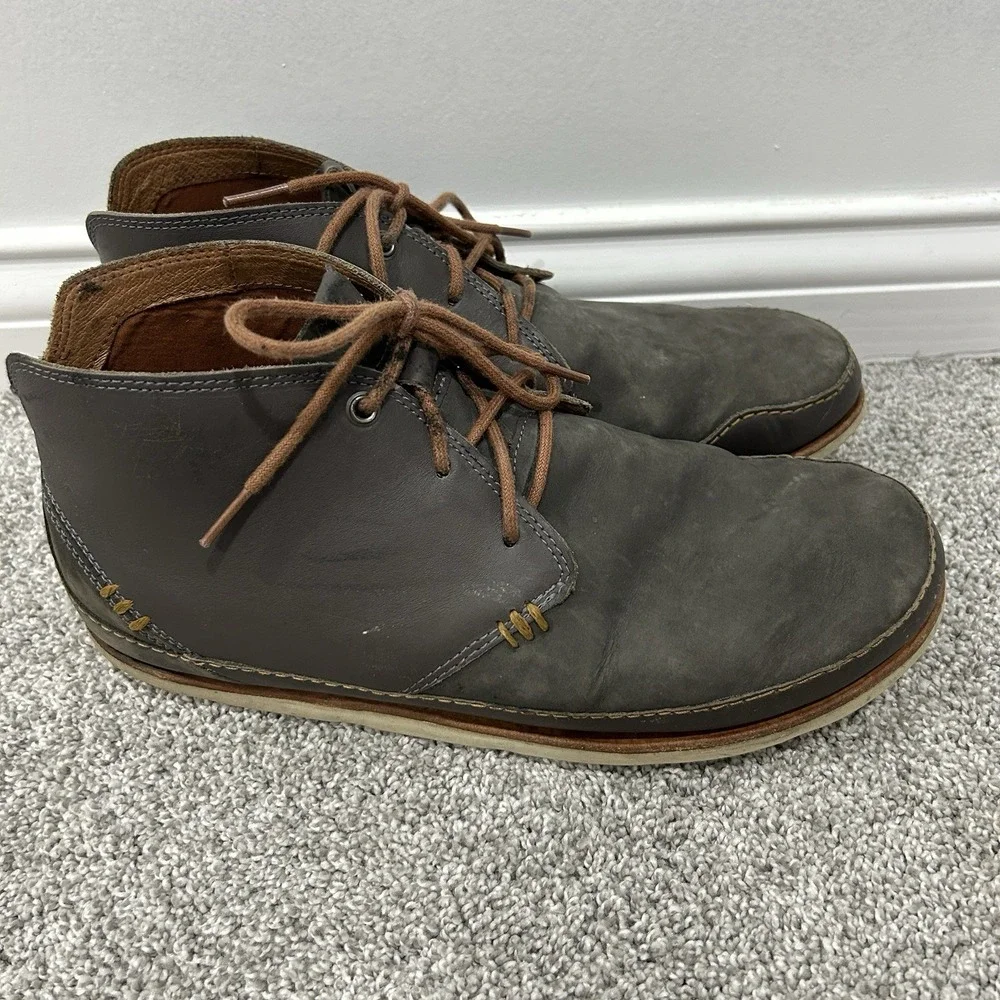 Chaco Mens Thompson Boot Size 12 Gray Leather Chukka Lace Up Lightweight‎ Boots